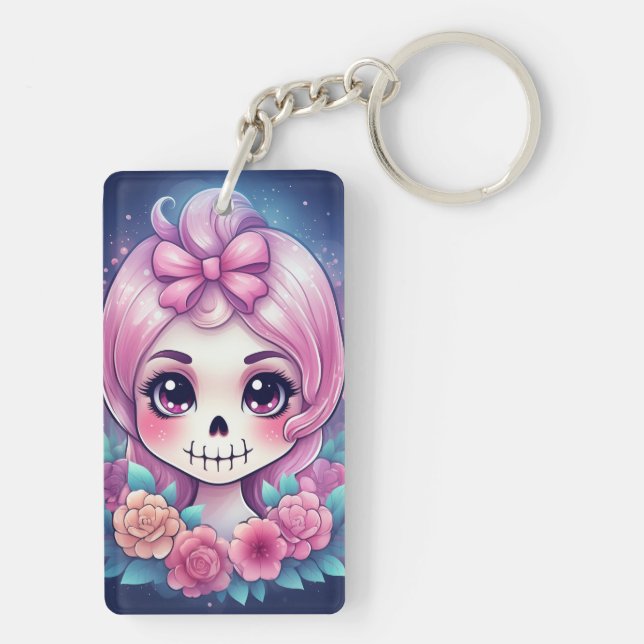 Cute Skull Acrylic Keychain (Dos)