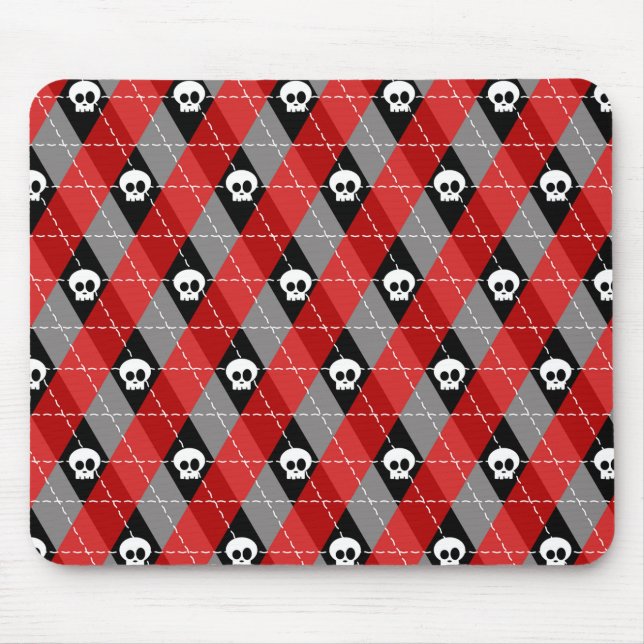 Cute Skull Argyle Pattern Mousepad (Vorne)