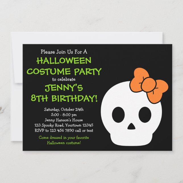 Cute SkullHalloween Invitation (Devant)
