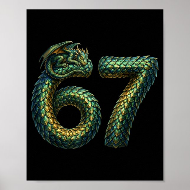 Cute Sleeng Dragon 67 Cool Six-seven Funny Six Sev Poster (Vorne)