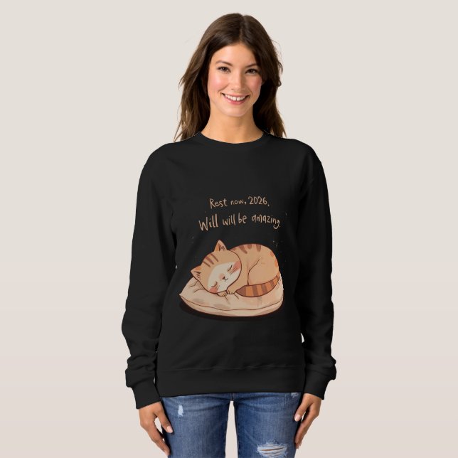 Cute Sleeping Cat Shirt – Relaxing New Year Gift  (Vorne ganz)
