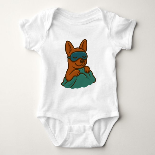 Cute Sleeping Dog Cartoon Baby Bodysuit Baby Strampler (Vorderseite)