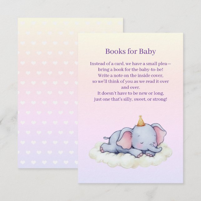 Cute Sleeping Elephant Baby Shower Enclosure Card Begleitkarte (Vorne/Hinten)