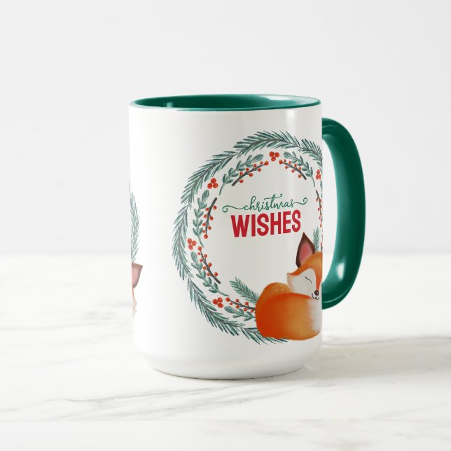 Cute Sleeping Fox Christmas Tasse (VorderseiteRechts)