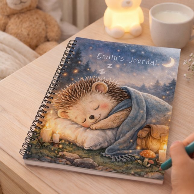 Cute Sleeping Hedgehog Personalized Kids Journal (Créateur téléchargé)