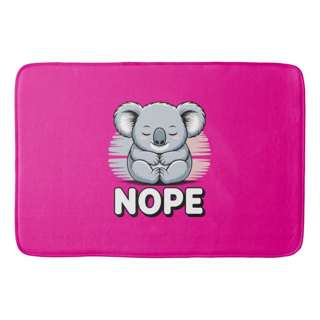 Cute Sleeping Koala “Nope” Funny Cartoon Badematte (Vorderseite)