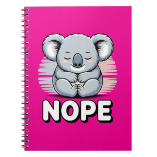 Cute Sleeping Koala “Nope” Funny Cartoon Notizblock