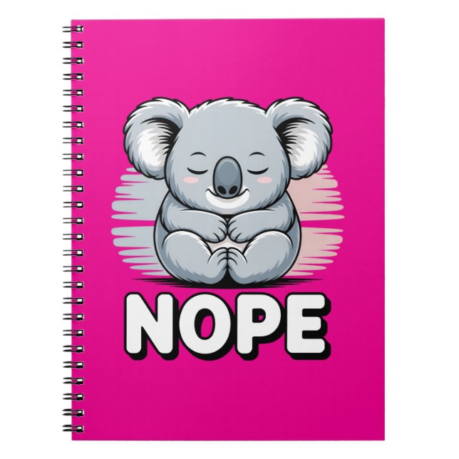 Cute Sleeping Koala “Nope” Funny Cartoon Notizblock (Vorderseite)