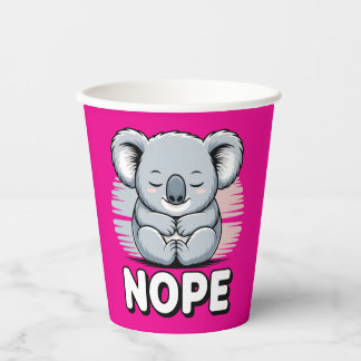 Cute Sleeping Koala “Nope” Funny Cartoon Pappbecher