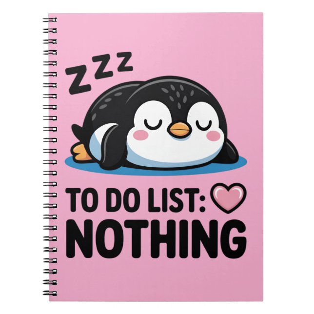 cute sleeping penguin, to do list nothing notizblock (Vorderseite)