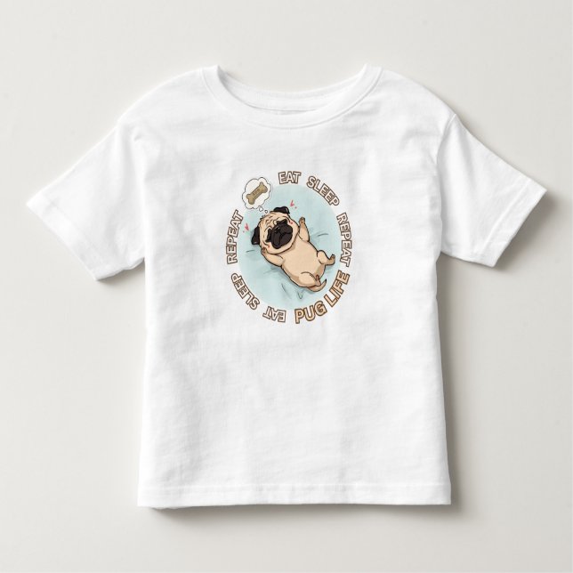 Cute Sleeping Pug Baby Shirt | Eat Sleep Repeat  (Vorderseite)