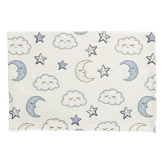 Cute Sleeping Stars, Moons and Clouds Kissenbezug (Vorderseite)