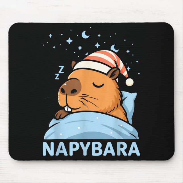 Cute Sleepy Capybara Funny Napybara Pajamas  Mousepad (Vorne)