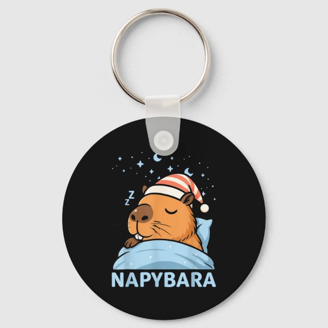 Cute Sleepy Capybara Funny Napybara Pajamas  Schlüsselanhänger (Vorderseite)