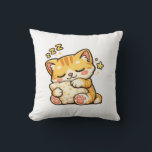 Cute Sleepy Cat Pillow Kissen<br><div class="desc">Adorable sleepy cat hugging a soft pillow in a cozy kawaii style. Perfect for cat lovers and fans of cute relaxing designs. Great for stickers,  mugs,  phone cases and gifts.</div>