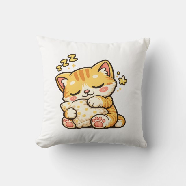 Cute Sleepy Cat Pillow Kissen (Vorderseite)