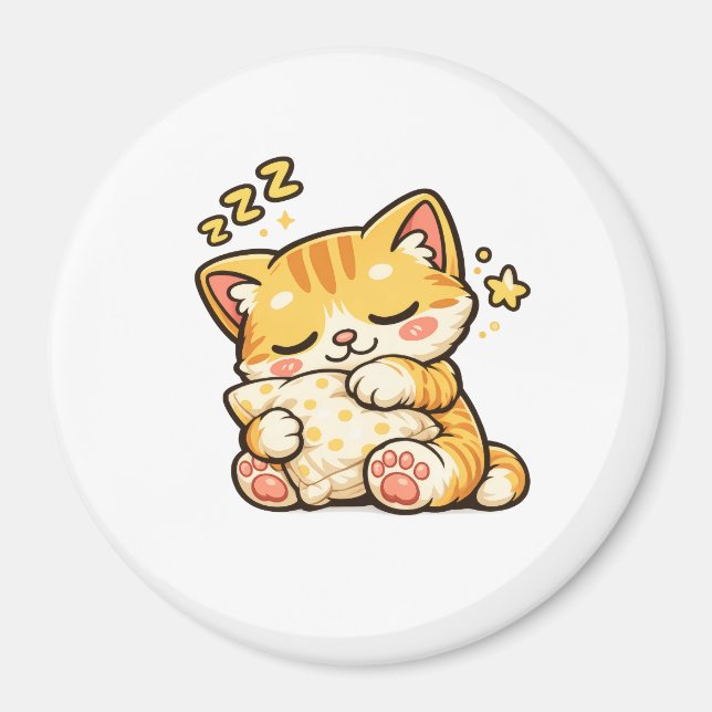 Cute Sleepy Cat Pillow Magnet (Vorne)