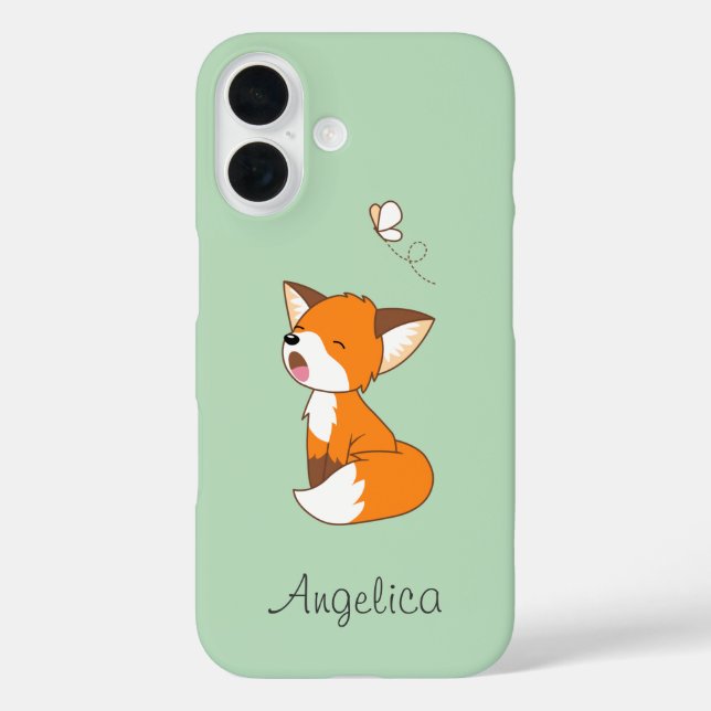 Cute Sleepy Little Fox iPhone 16 Hülle (Rückseite)