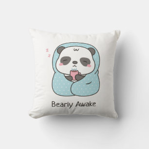 Cute Sleepy Panda Cosy dans Blanche Jeter oreiller