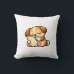 Cute Sleepy Puppy with Pillow Kissen<br><div class="desc">Adorable kawaii puppy cuddling a cozy pillow. Perfect cute design for dog lovers and cozy vibes.</div>