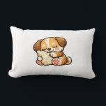 Cute Sleepy Puppy with Pillow Lendenkissen<br><div class="desc">Adorable kawaii puppy cuddling a cozy pillow. Perfect cute design for dog lovers and cozy vibes.</div>