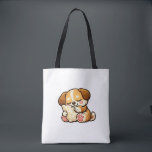 Cute Sleepy Puppy with Pillow Tasche<br><div class="desc">Adorable kawaii puppy cuddling a cozy pillow. Perfect cute design for dog lovers and cozy vibes.</div>