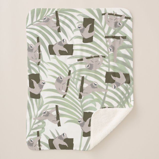 Cute Sloth Animal Pattern in Wild Forest Sherpadecke (Vorderseite)