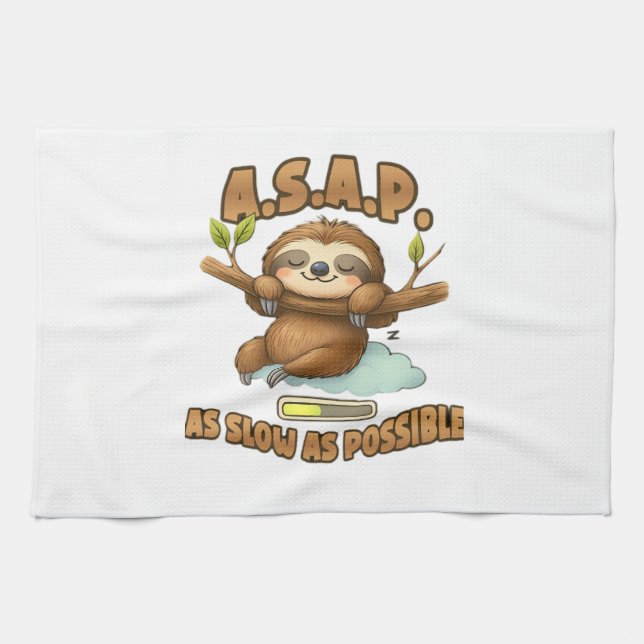 Cute Sloth ASAP � As Slow As Possible Classic T-Sh Geschirrtuch (Horizontal)