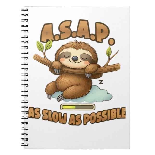 Cute Sloth ASAP � As Slow As Possible Classic T-Sh Notizblock (Vorderseite)