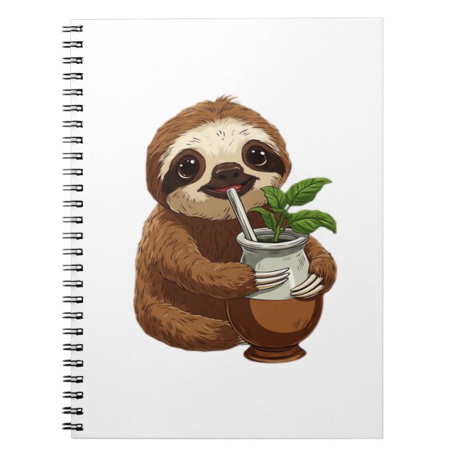 Cute Sloth Drinking Yerba Mate � Adorable Kawaii A Notizblock (Vorderseite)
