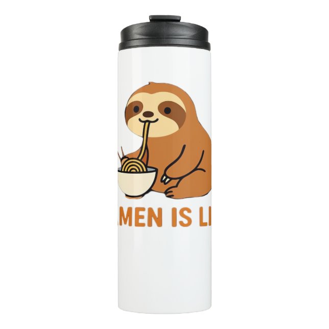 Cute Sloth Eating Ramen � Funny Noodle Lover Desig Thermosbecher (Vorderseite)