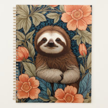 Cute Sloth Elegant Floral William Morris Inspired