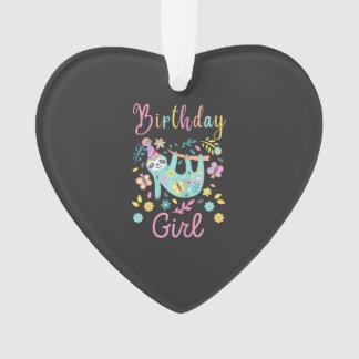 Cute Sloth Floral Girls Birthday Party T-Shirt