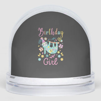 Cute Sloth Floral Girls Birthday Party T-Shirt Schneekugeln