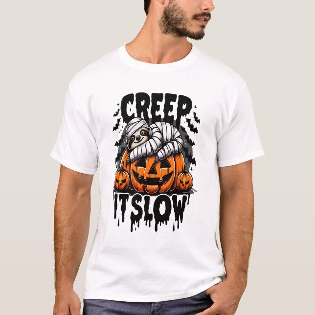 Cute Sloth Happy Halloween T-Shirt (Vorderseite)