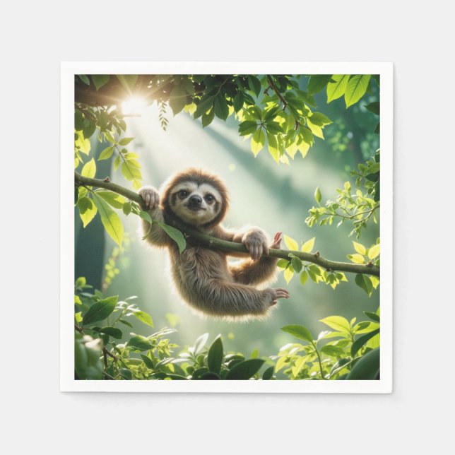 Cute Sloth In Sunbeams Serviette (Vorderseite)
