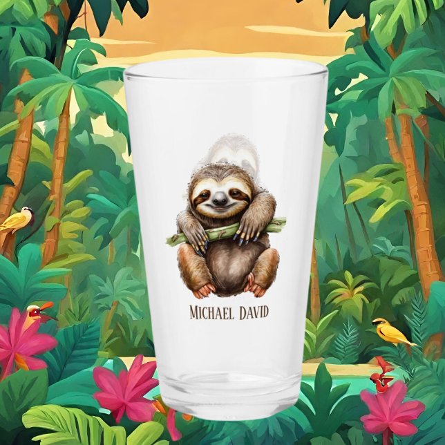Cute sloth lovers add name glas (Von Creator hochgeladen)