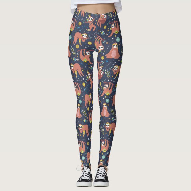 Cute Sloth Motif Leggings (Devant)