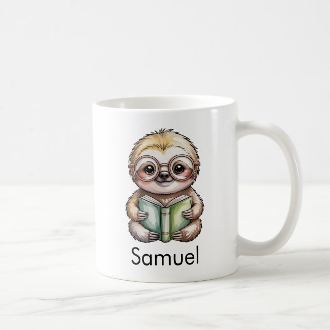 Cute Sloth Reading a Book Custom Kaffeetasse (Rechts)