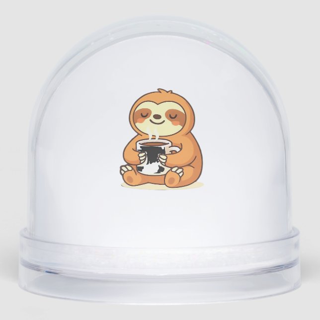 Cute Sloth Relaxing with Hot Coffee Premium T-Shir Schneekugeln (Vorderseite)