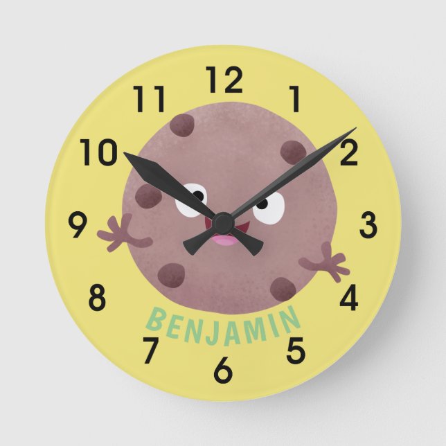 Cute smart chocolate chip cookie cartoon runde wanduhr (Vorderseite)