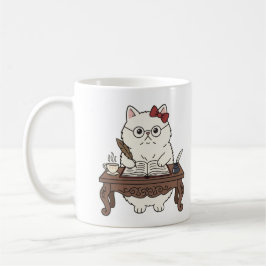 Cute Smart Teacher Writing Calligraphy Coffee Cat Kaffeetasse