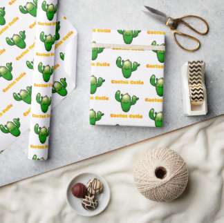 Cute Smiling Cactus Illustration Geschenkpapier