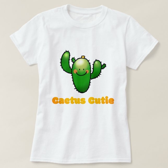 Cute Smiling Cactus Illustration T-Shirt (Design vorne)