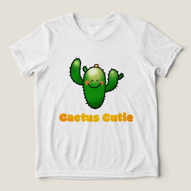 Cute Smiling Cactus Illustration Tri-Blend Shirt (Design Vorderseite)