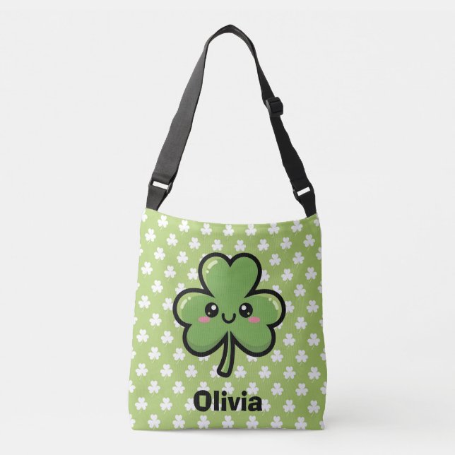 Cute Smiling Clover Tragetaschen Mit Langen Trägern (Vorderseite)