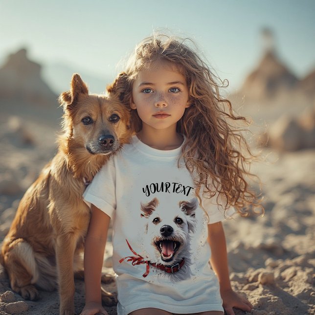 Cute Smiling Dog Kids T-Shirt, Custom Name T-Shirt (Von Creator hochgeladen)