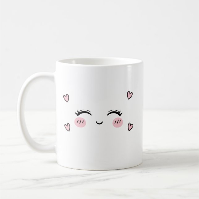 Cute Smiling Face Mug  Soft Heart Aesthetic (Gauche)