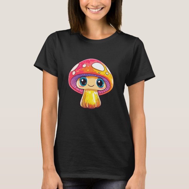 Cute Smiling Mushroom Fantasy Art T-Shirt (Vorderseite)