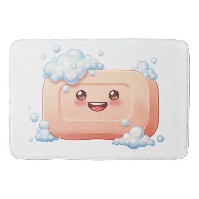 Cute Smiling Soap Bar with Bubbles Badematte (Vorderseite)